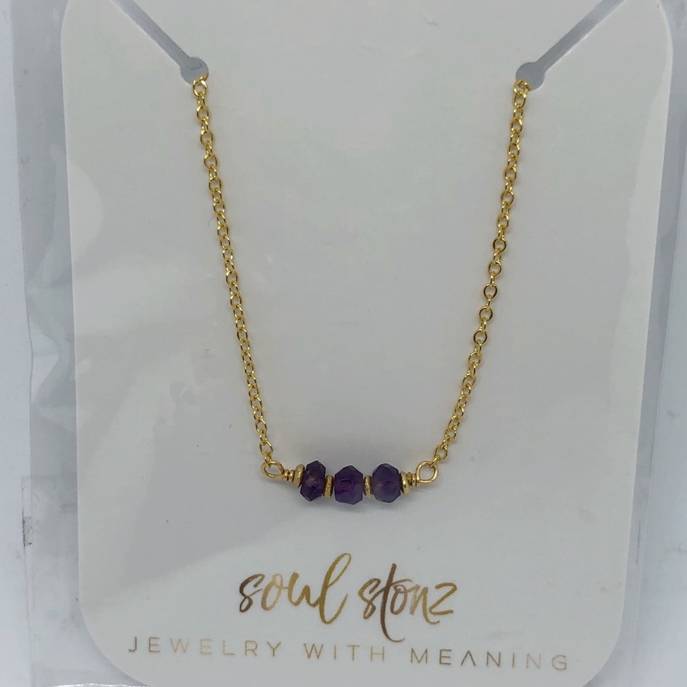 SoulStonz Rustic Stone Necklace in Amethyst-NWT
